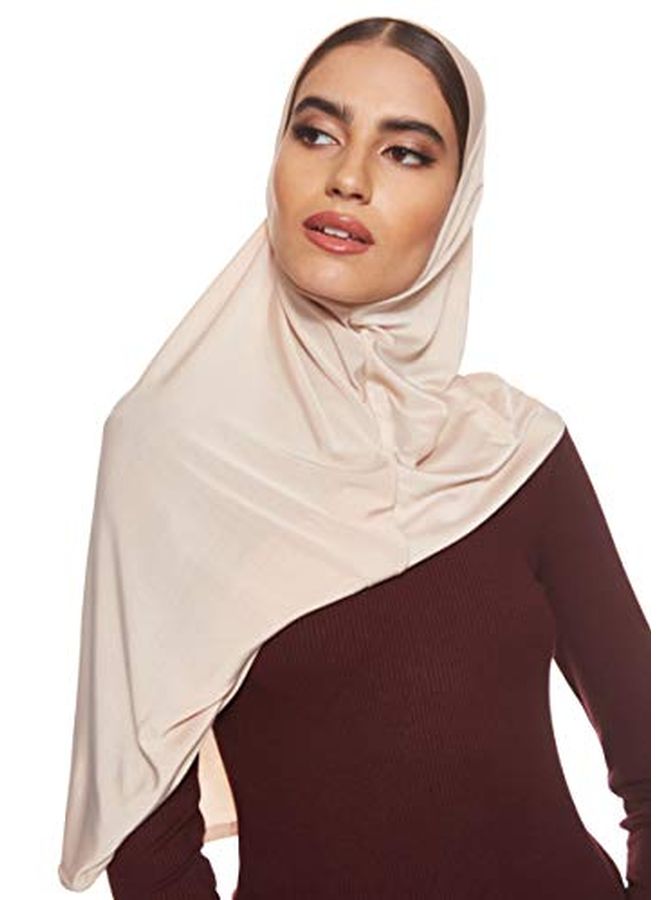 Shadow Solid Cotton Hijab Beige - Image 4