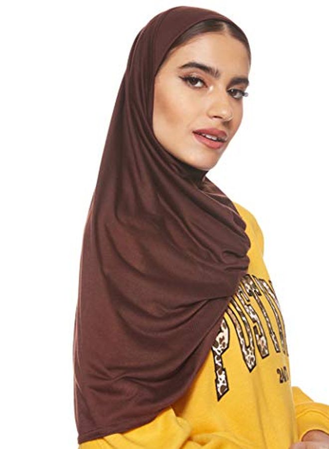 شادو حجاب قطن سادة بني غامق  - Image 4