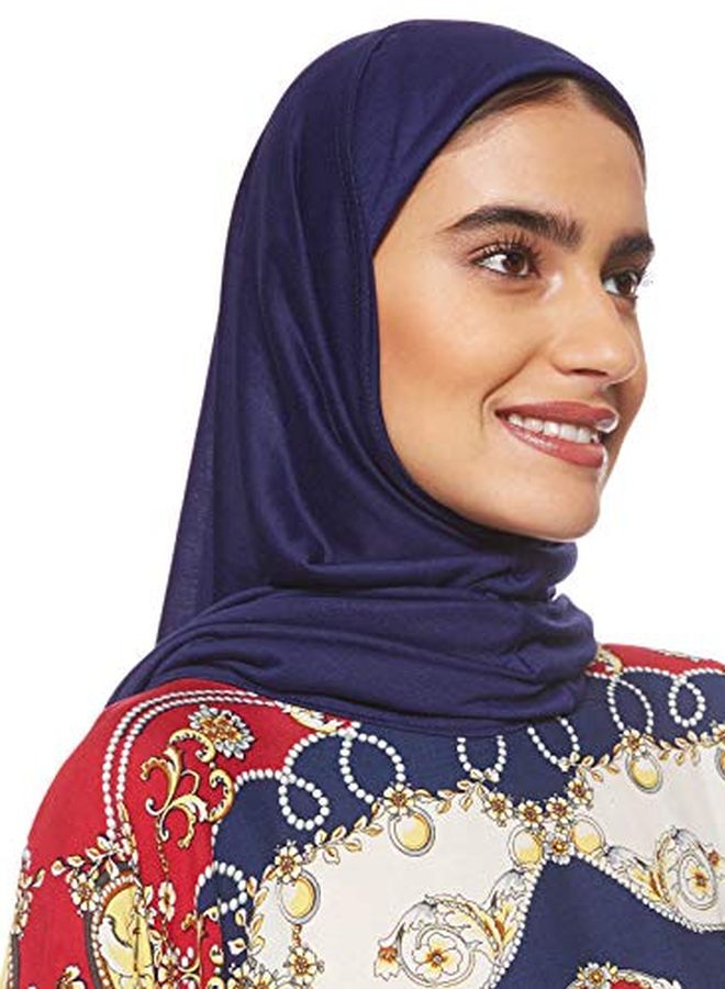 Shadow Solid Cotton Hijab Navy Blue - Image 3