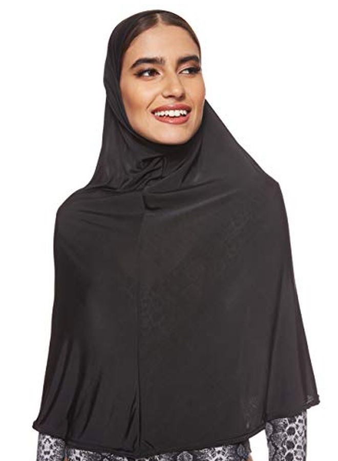 شادو حجاب سادة من قماش مرن أسود  - Image 1