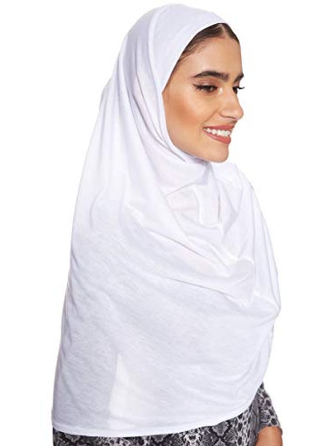 شادو حجاب قطن سادة أبيض  - Image 4