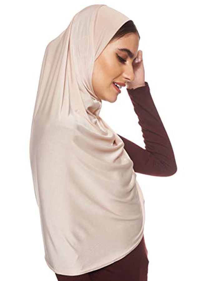 Shadow Solid Stretchable Hijab Beige - Image 4