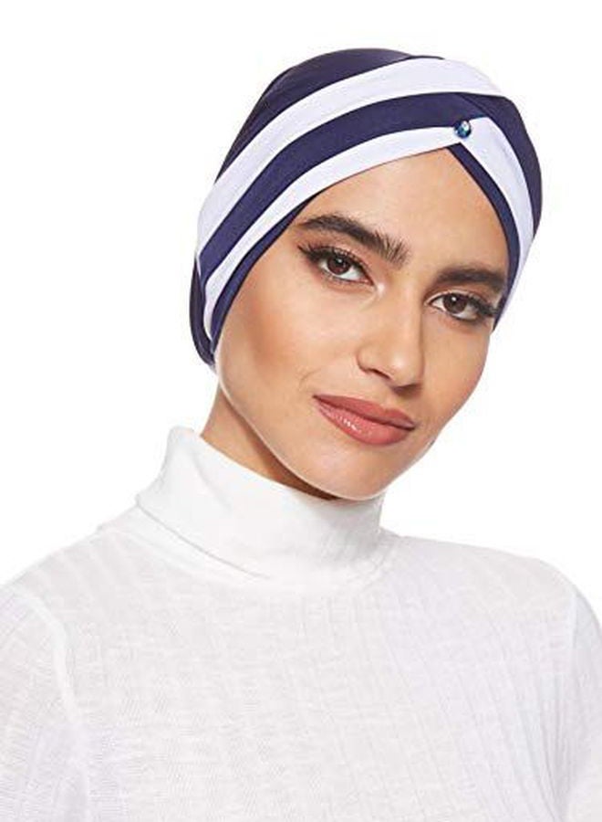 Shadow Stretchable Turban Navy Blue/White - Image 1