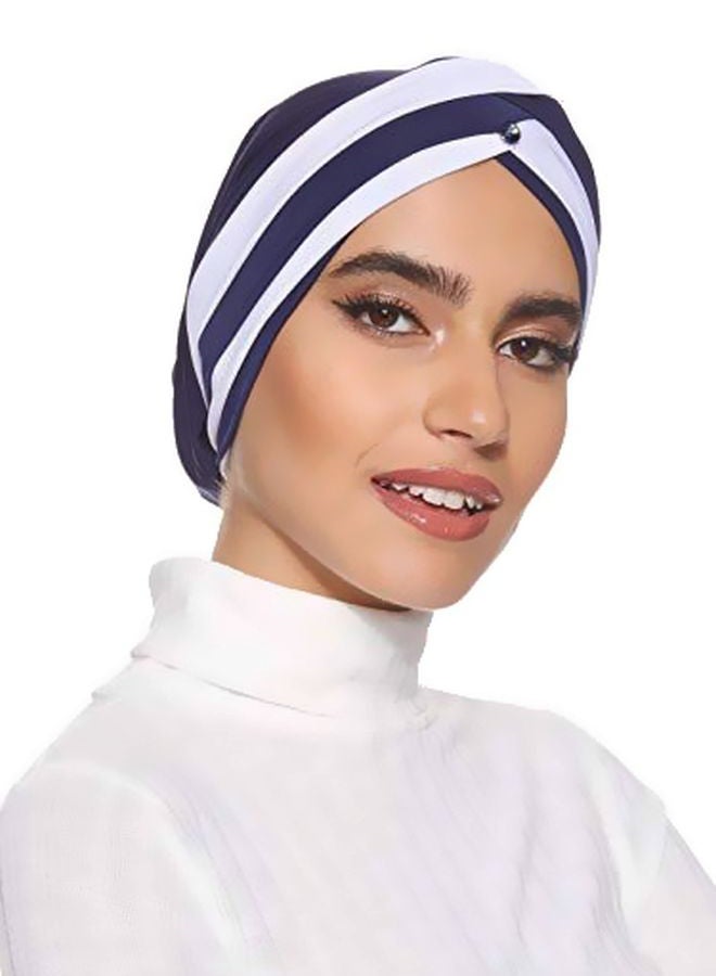 Shadow Stretchable Turban Navy Blue/White - Image 2