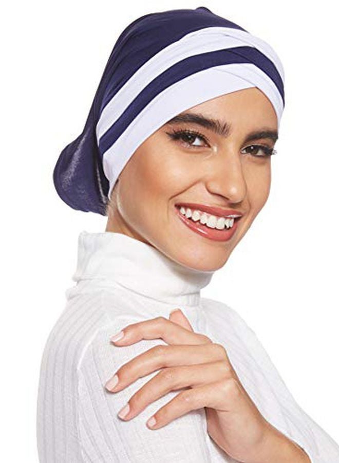 Shadow Stretchable Turban Navy Blue/White - Image 1