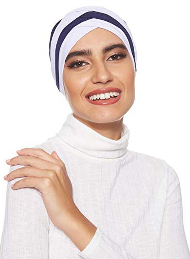 Shadow Stretchable Turban Navy Blue/White - Image 3