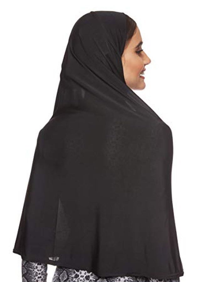 شادو حجاب سادة من قماش مرن أسود  - Image 2