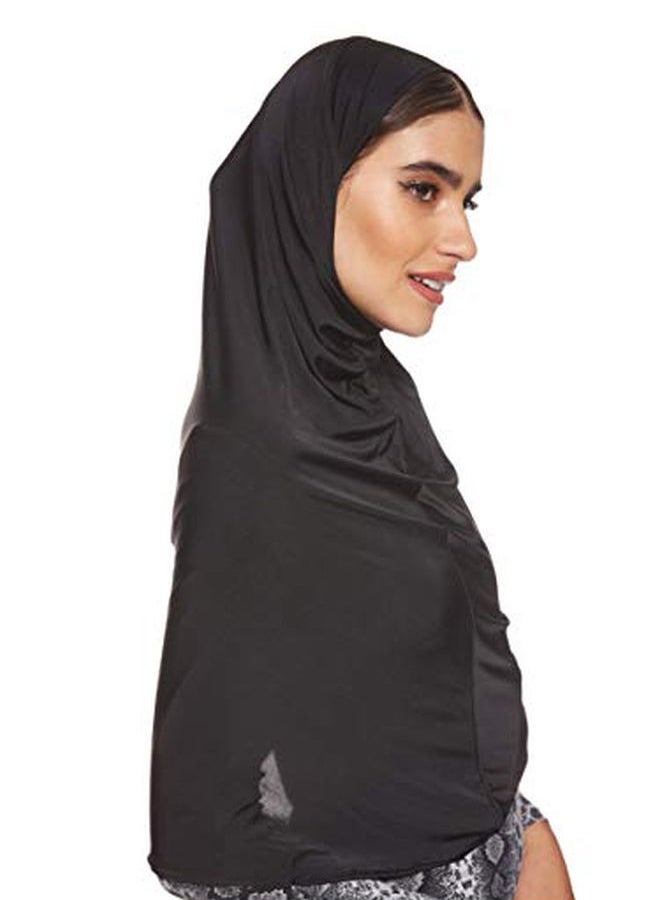 شادو حجاب سادة من قماش مرن أسود  - Image 4