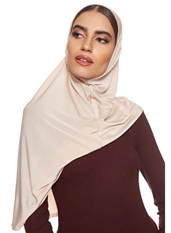 Shadow Solid Stretchable Hijab Beige - Image 3