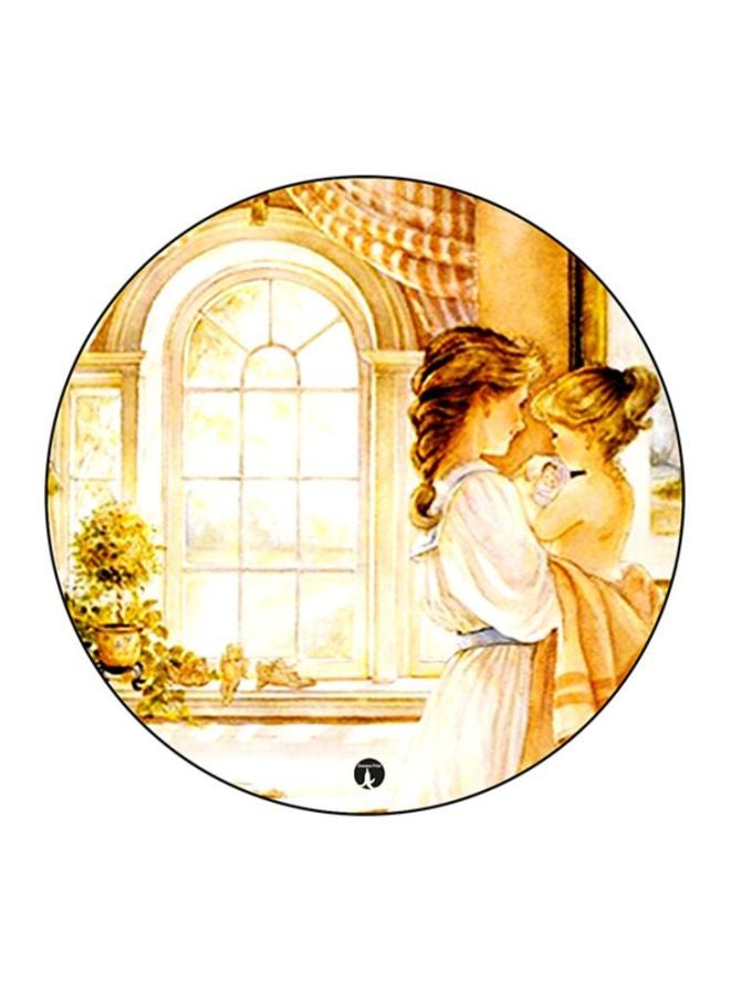 BP Vintage Art Round Mouse Pad Beige/White