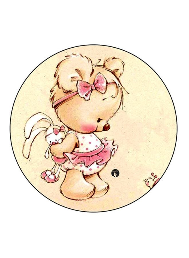 BP A Bear Printed Mouse Pad Beige/Pink/White