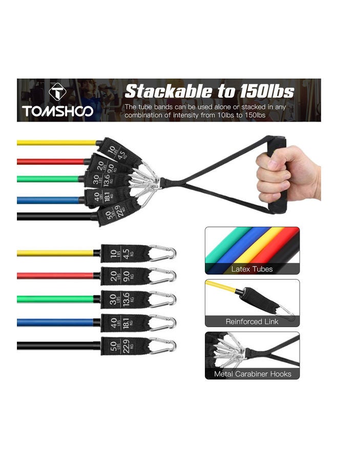 Generic TOMSHOO 16pcs Resistance Bands Set Exercise Loop Bands Tube Bands with Door Anchor Handles Ankle Straps Carry Bag for Resistance Training Physical Therapy Home Workouts 28 x 8 x 25cm  - Image 2