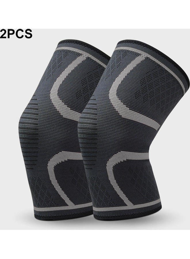 Generic 2PCS Men Women Knee Pad Knee Compression Sleeve Knitted Fabric Joint Pain-Relief Football Knee Brace S 20*5*12cm  - Image 1