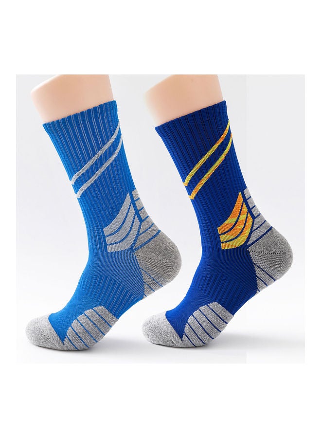 Generic - Men Cycling Socks Striped Elastic Breathable Anti-Slip Towel Bottom Running Basketball Sports Stockings Two Pairs 19*3*18cm - Image 1