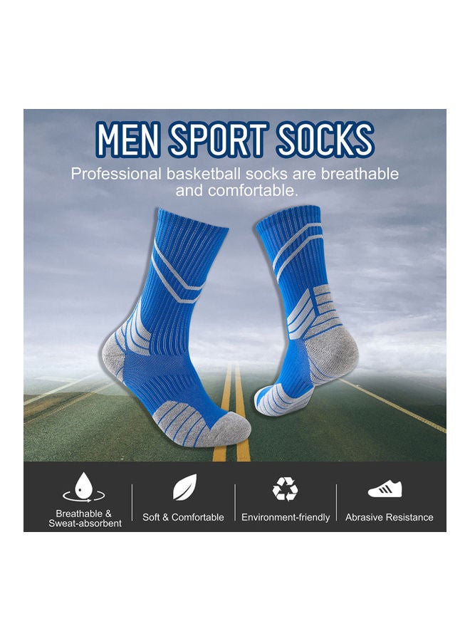 Generic - Men Cycling Socks Striped Elastic Breathable Anti-Slip Towel Bottom Running Basketball Sports Stockings Two Pairs 19*3*18cm - Image 1