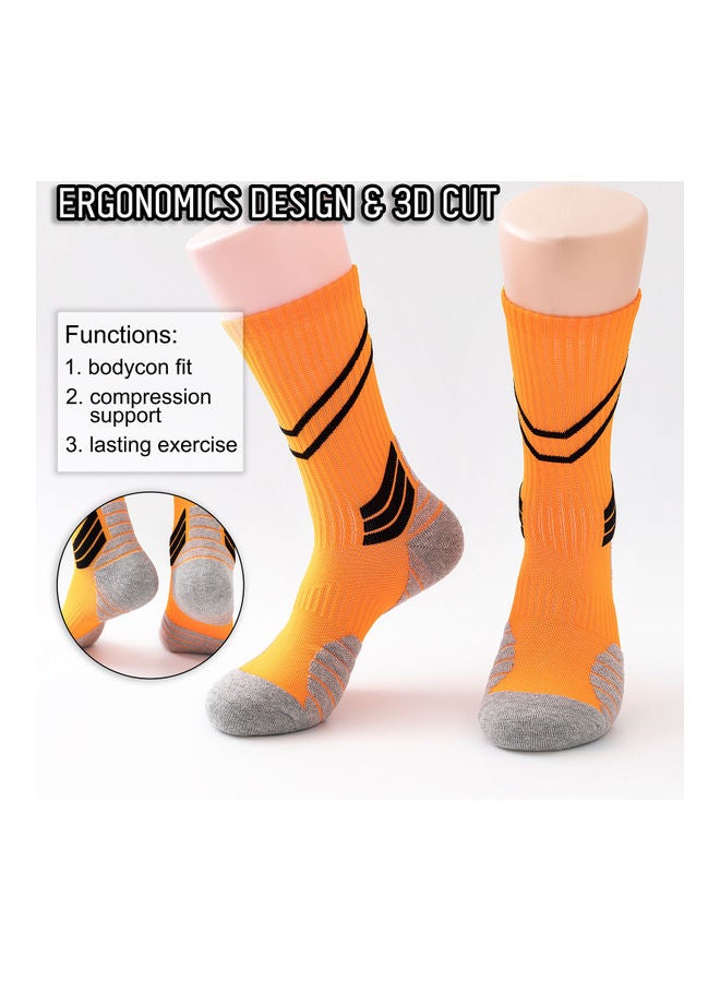 Generic - Men Cycling Socks Striped Elastic Breathable Anti-Slip Towel Bottom Running Basketball Sports Stockings Two Pairs 19*3*18cm - Image 1