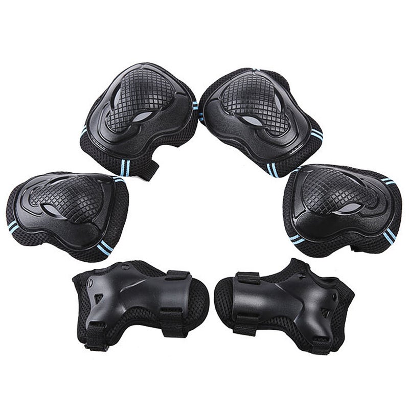 Generic - Knee Pads Set 6 Protector Kit Knee Pads Elbow Pads Wrist Guards Protective Equipment Set Safety Protection Pads for Skateboard Cycling Riding L 30*4*18cm - Image 1