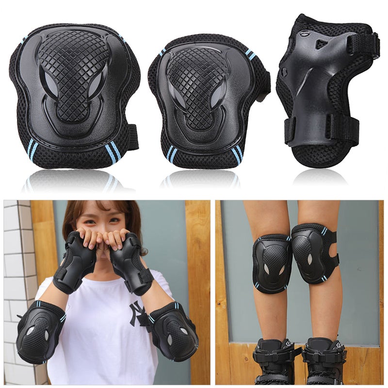 Generic - Knee Pads Set 6 Protector Kit Knee Pads Elbow Pads Wrist Guards Protective Equipment Set Safety Protection Pads for Skateboard Cycling Riding L 30*4*18cm - Image 1