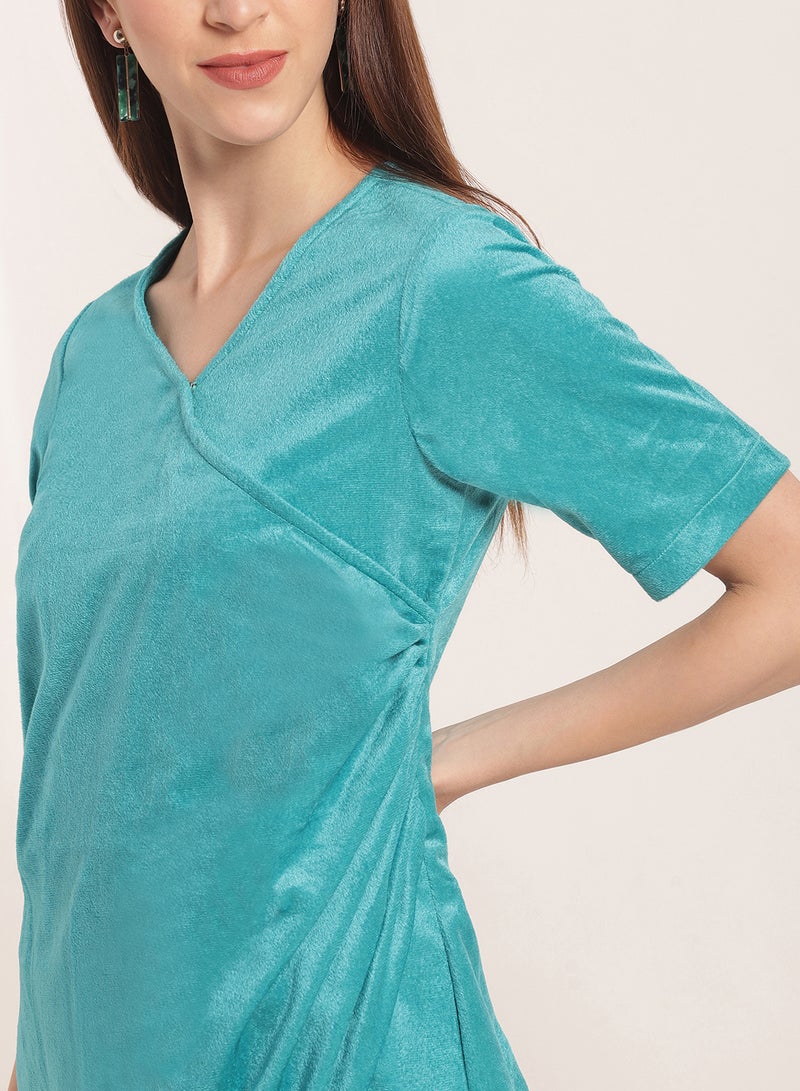 Aila - Short Sleeves Bodycon Dress Green - Image 1