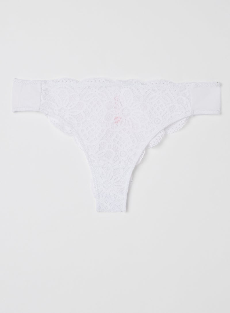 Ardene Lace And Micro Thong Bikini Bottom White  - Image 1