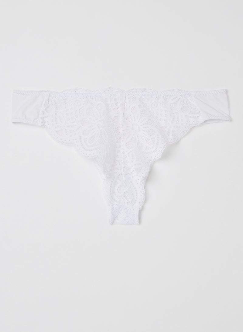 Ardene Lace And Micro Thong Bikini Bottom White  - Image 2