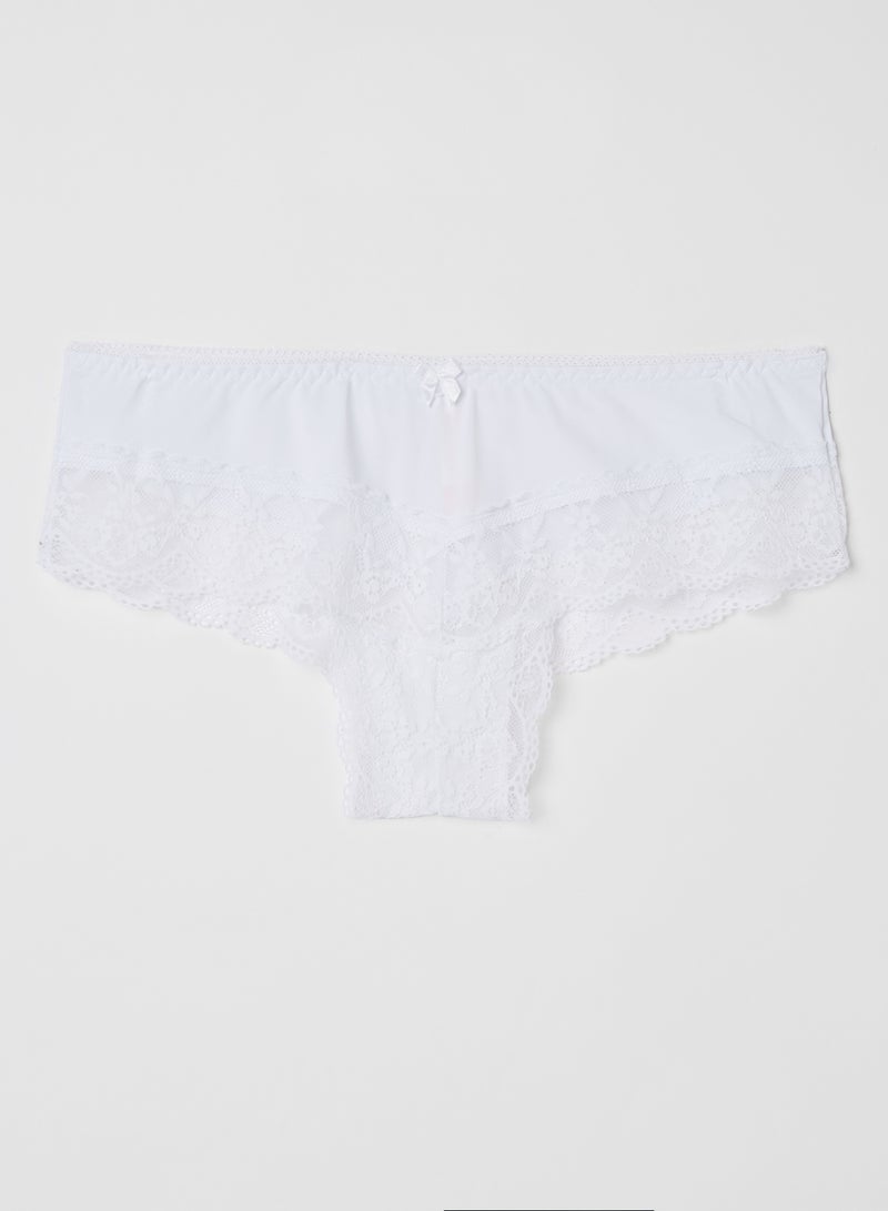 Ardene Solid Design Lace Band Bikini Bottom White  - Image 1