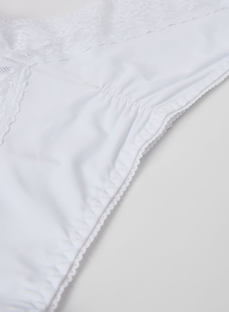 Ardene Solid Design Lace Band Bikini Bottom White  - Image 3