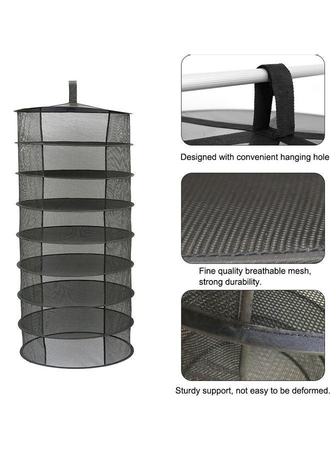 4 Layers Hanging Basket Folding Drying Rack Herb Dry Net Opening Shape Dryer Bag Black 22.0x22.0x4.0cm  - Image 3