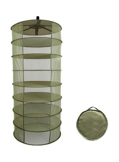 8 Layers Hanging Basket Folding Drying Rack Herb Dry Net Opening Shape Dryer Bag Army green 22.0x22.0x10.0cm