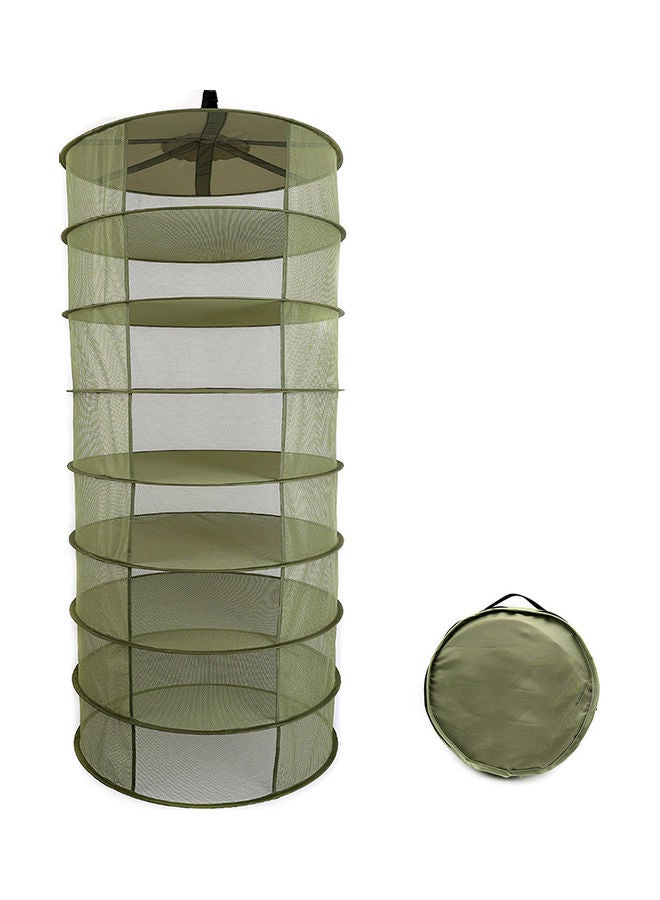 Generic - 8 Layers Hanging Basket Folding Drying Rack Herb Dry Net Opening Shape Dryer Bag Army green 22.0x22.0x10.0cm - Image 1