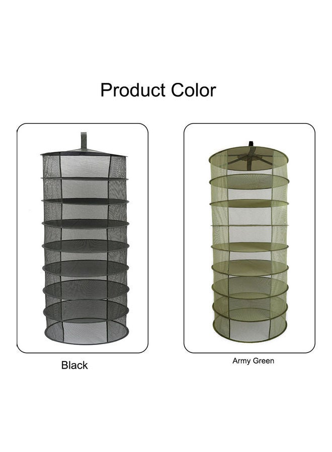Generic - 8 Layers Hanging Basket Folding Drying Rack Herb Dry Net Opening Shape Dryer Bag Army green 22.0x22.0x10.0cm - Image 1