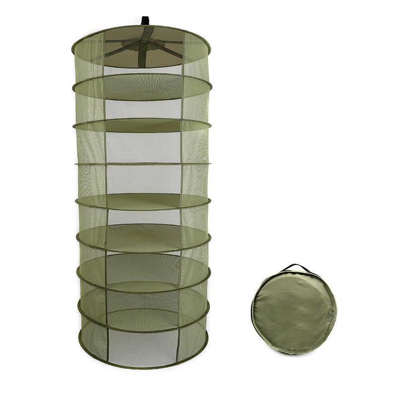 Generic - 8 Layers Hanging Basket Folding Drying Rack Herb Dry Net Opening Shape Dryer Bag Army green 22.0x22.0x10.0cm - Image 1