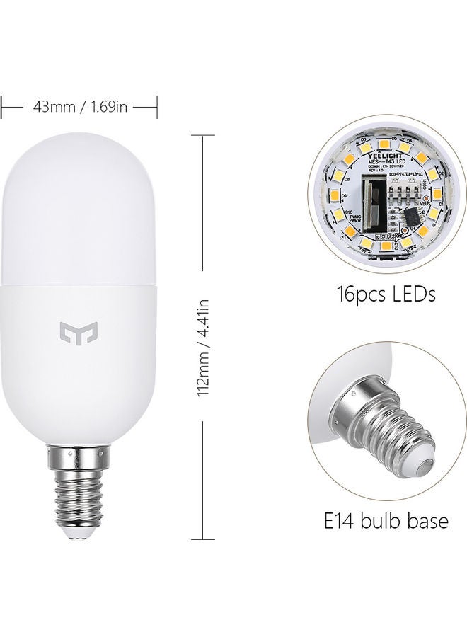 Generic - Yeelight color temperature bulb M2 AC220V 4W E14 base White 12*4.8*4.8cm - Image 1