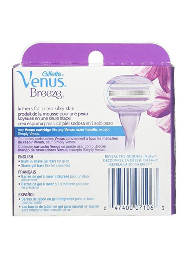 Gillette Pack Of 4 Venus Breeze Razor Cartridges Pink/White - Image 2