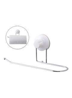 Paper Towel Holder Tissue Dispenser Non Drilling Suction Cup Towel Bar Bath Towel Clothes Hanger Wall Mount Towel Rack Holder for Bathroom Kitchen White 25.7x11.5x9.0cm