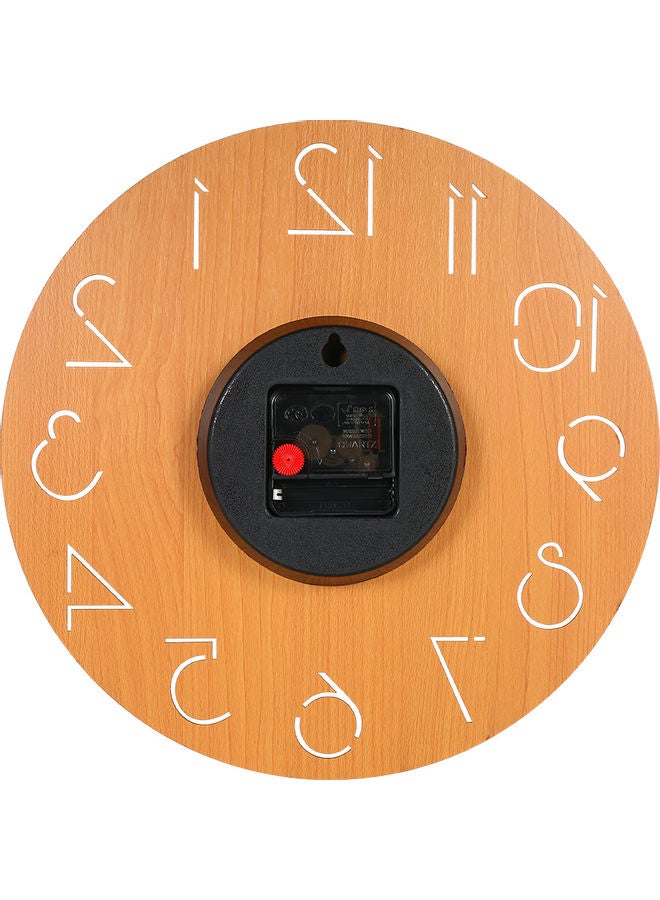 Wooden Style Wall Round Clock With Hollow Carving Numbers Wood 31.5x31.5x6.0cm  - Image 2