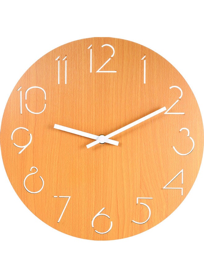 Wooden Style Wall Round Clock With Hollow Carving Numbers Wood 31.5x31.5x6.0cm  - Image 1