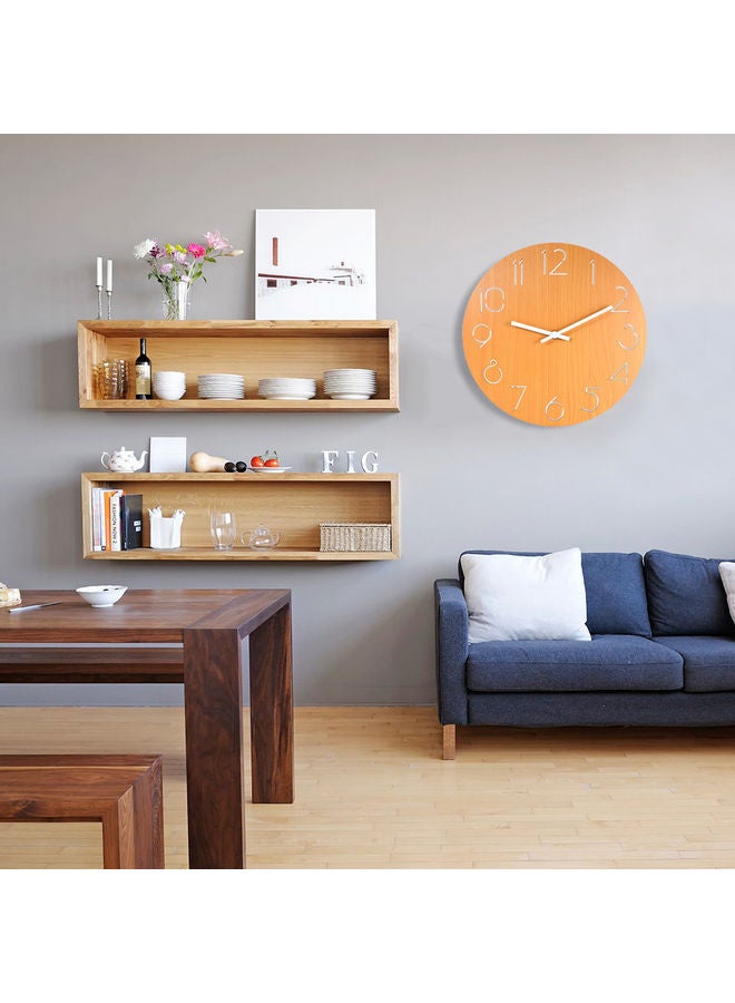 Wooden Style Wall Round Clock With Hollow Carving Numbers Wood 31.5x31.5x6.0cm  - Image 3