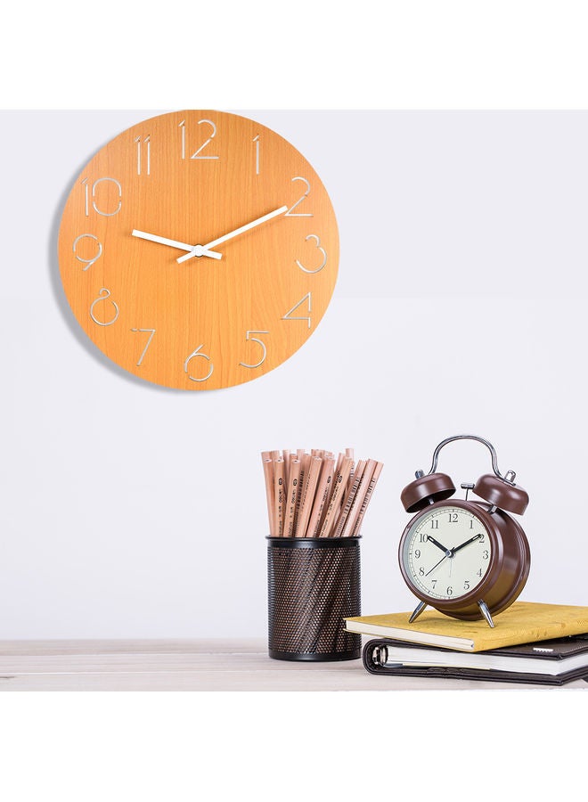 Wooden Style Wall Round Clock With Hollow Carving Numbers Wood 31.5x31.5x6.0cm  - Image 5