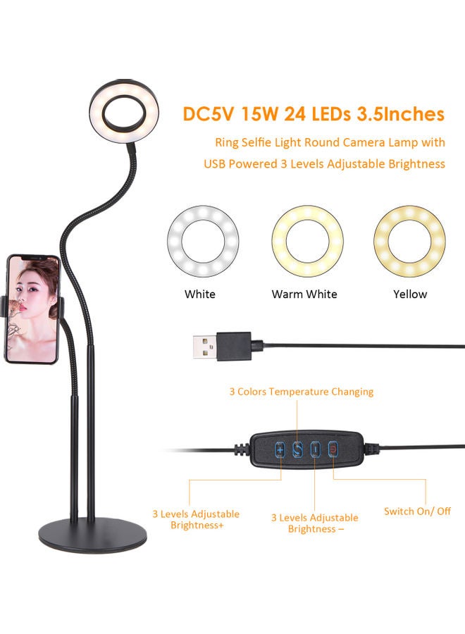 DC5V 15W 24 LEDs 3.5Inches R-ing Selfie Light  FX305-1 43*5.5*26cm Black  - Image 5