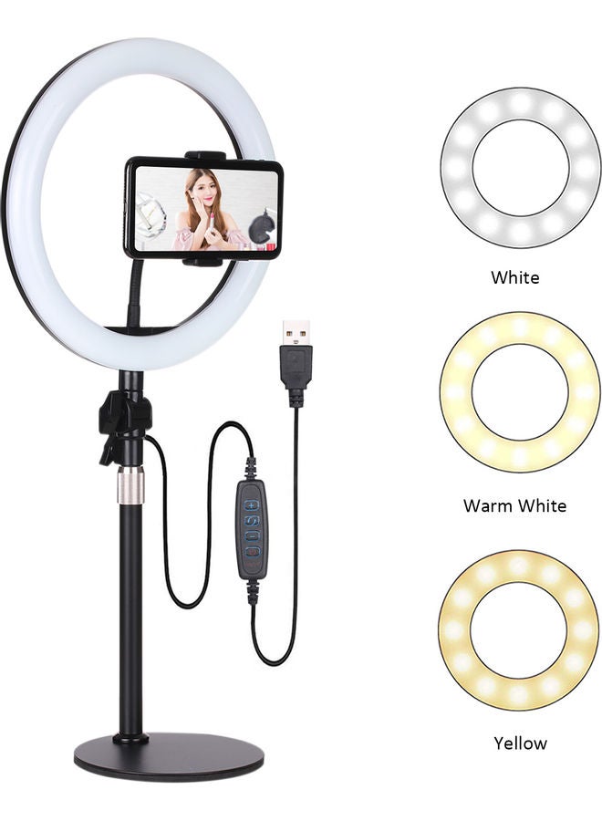 120-LED DC5V 10W R-ring Selfie Light 10.2inch Black - Image 1
