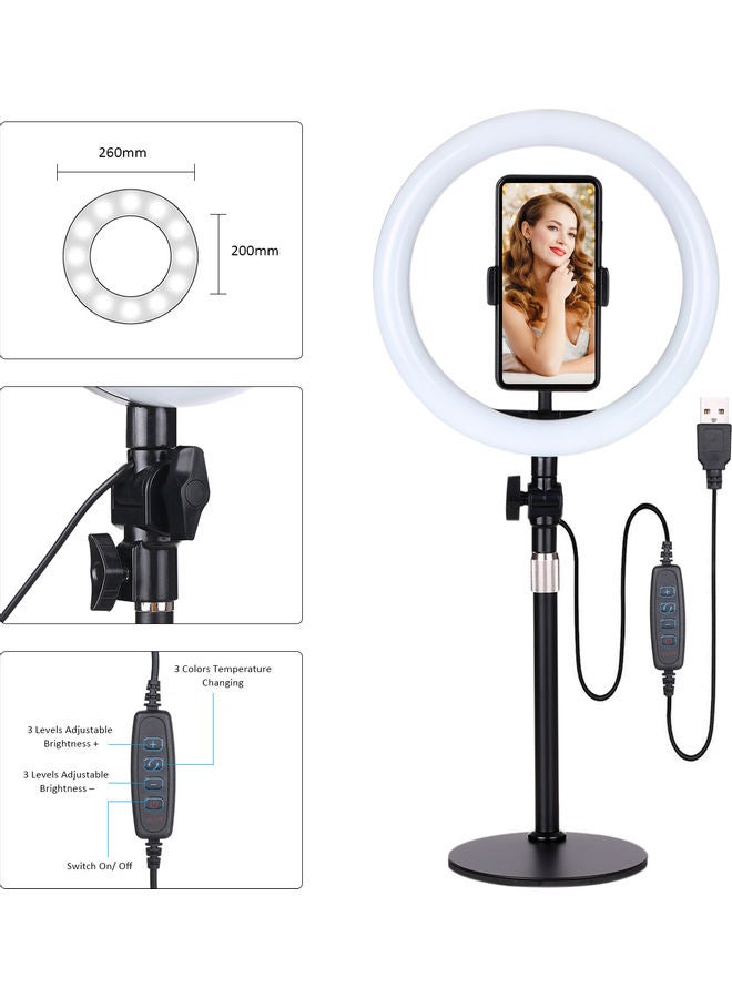 120-LED DC5V 10W R-ring Selfie Light 10.2inch Black - Image 2
