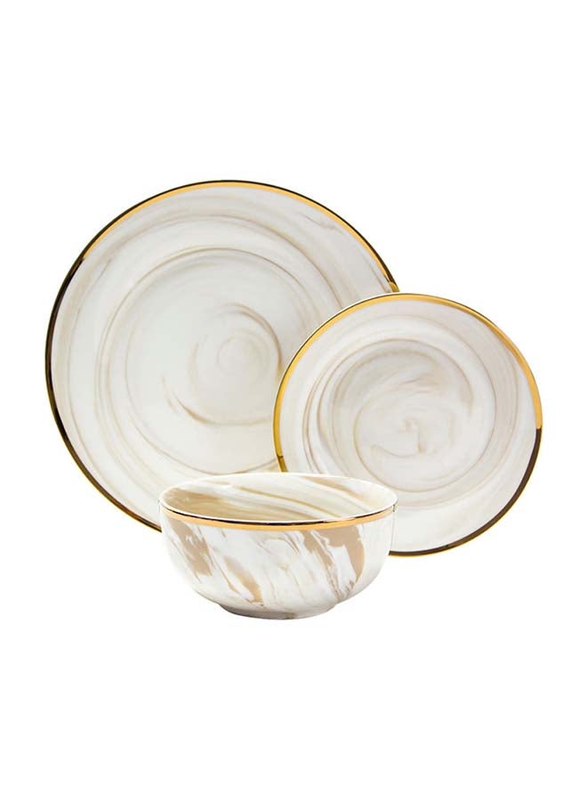 La Mesa 18-Piece Marble Dinner Set Cream 