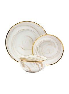 La Mesa 18-Piece Marble Dinner Set Cream  - Image 1