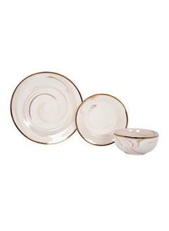 La Mesa 18-Piece Marble Dinner Set Cream  - Image 2