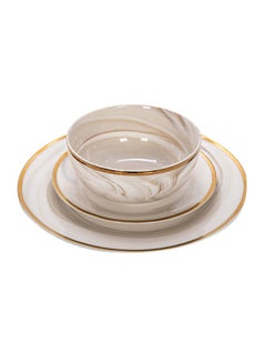 La Mesa 18-Piece Marble Dinner Set Cream  - Image 3