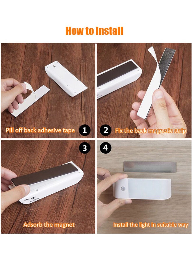 مجموعة مكونة من مصباحين بإضاءة LED بجهاز استشعار لجسم الإنسان أبيض 12.3x3.6x10سم - Image 4