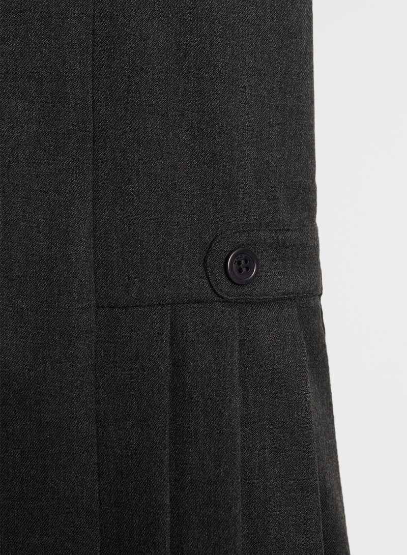 MANGO - Buttons Detail On The Side Round Neck Mini Dress Dark Grey - Image 1