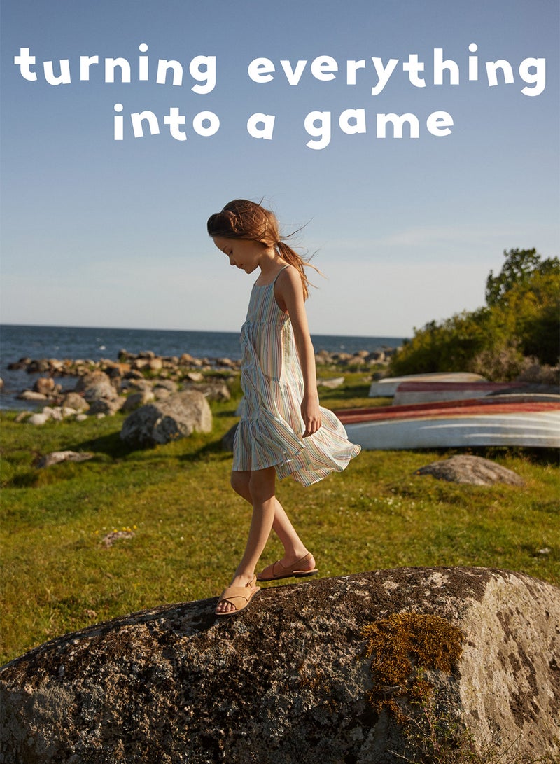 مانجو فستان متوسط الطول بتصميم مخطط ورقبة مربعة أوف وايت - Image 2