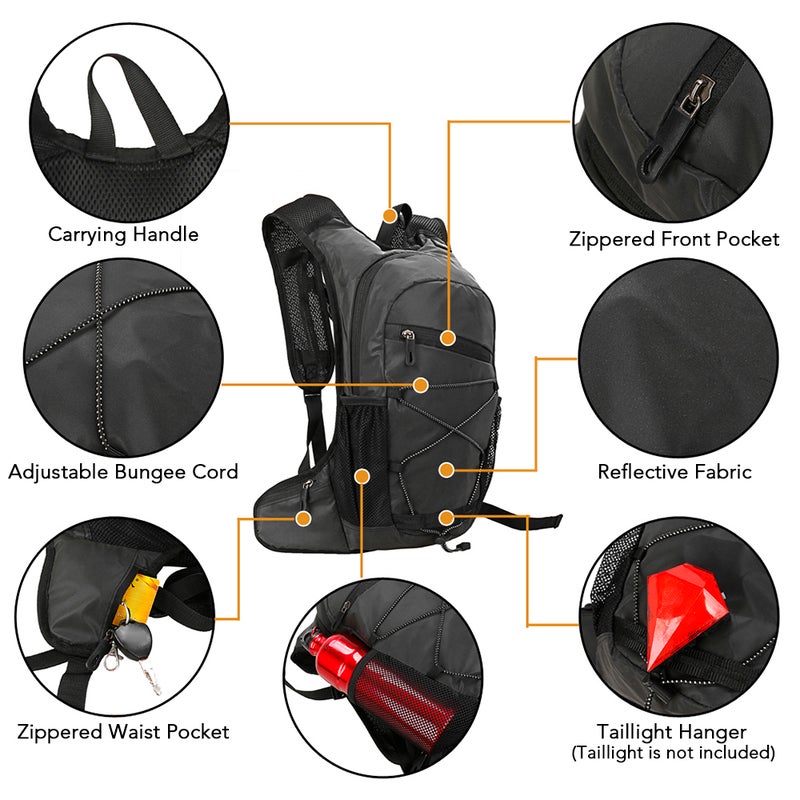 Generic 8L High Visibility Reflective Cycling Hydration Backpack Outdoor Sports Running Hiking  Backpack Travel Daypack Shoulder Bag 40*3*24cm  - Image 5